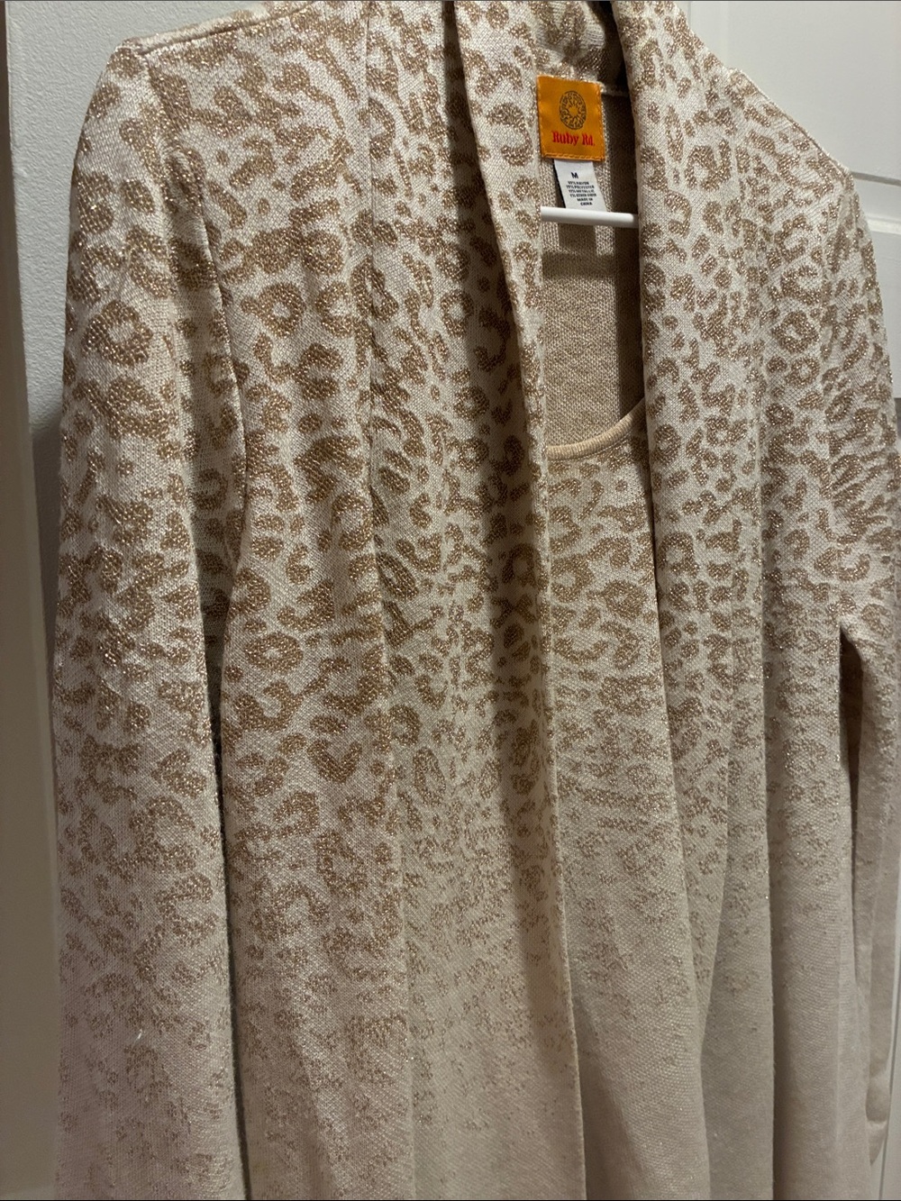 Ruby Rd. Cream and Tan Leopard-Print Open-Front Cardigan - Picture 3 of 11
